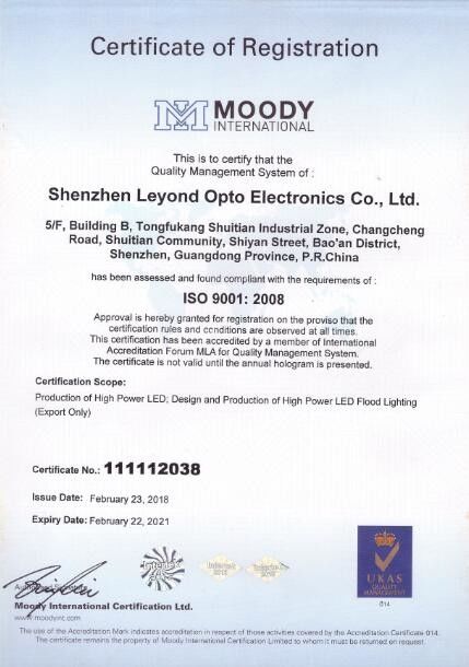 China Shenzhen Leyond Lighting Co.,Ltd. Certificaten